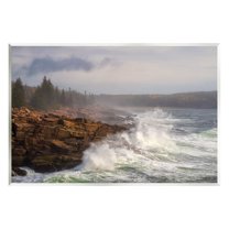Stupell Industries Rough Waves on Cliff Landscape Photography Unframed Art Print Wall Art, 19 x 13