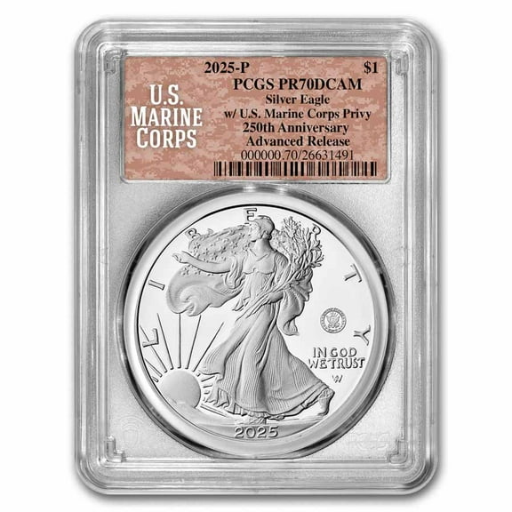 2025-P Proof Silver Eagle PR-70 PCGS (Marine Privy, AR, Marine)
