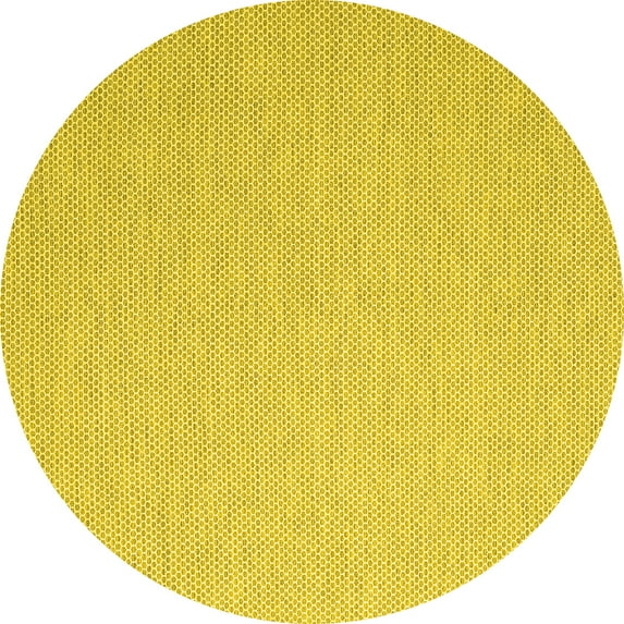 Ahgly Company Indoor Round Abstract Yellow Contemporary Area Rugs, 8' Round