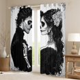 thumbnail image 2 of Homewish Rose Skeleton Black Out Curtains for Boys Girls,Gothic Style Curtains Pack of 2 (42x63 Each),Romantic Valentine's Day Bedroom Curtains,Super Cozy Room Decor, 2 of 6