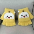 thumbnail image 6 of Btomtd Ctue Knitted Gloves with Open Finger Top and Half Finger Design, Winter Gloves in Seasonal Themes for Teens and Kids, Yellow, 6 of 7
