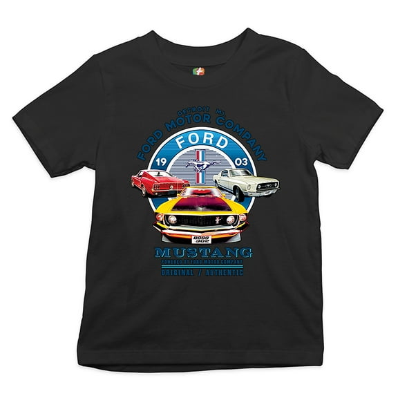Tee Hunt Ford Mustang Youth T-Shirt Detroit Mi. 1903 Ford Motor Company Licensed Kids