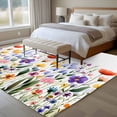 thumbnail image 4 of Rustic Wildflower Area Rugs 5x7 ft Floral Watercolor Spring Flower Leaves Washable Rug Non Slip Indoor Carpet Absorbent Floor Mat for Living Room Bedroom Dining Room, 4 of 9
