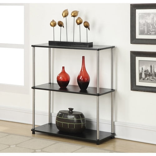 Designs 2 Go 3 Shelf Bookcase, Black and Silver