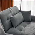 thumbnail image 5 of Modern Velvet 2-Seater Sofa with Ottoman, Round Armrests & Pillows – Living Room Ready | Grey | Velvet | Round Arms, 5 of 14