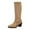 Khaki, variant on Aihuaihua Knee High Boots Women Leather Elastic Boots Low Heel Square Toe Fall Long Tall Boots for Women