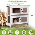 thumbnail image 4 of AIVITUVIN Wooden Rabbit Hutch Indoor Outdoor Rabbit Cage with Two Removable Trays Bunny Cage on Wheels Pet House Guinea Pig Cage 2 Story (Brown), 4 of 11