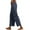 Navy, variant on Fesfesfes Women's Wide-Leg Cropped Pants Solid Color Elastic Loose Rolled Cuff Hem Trousers with Pockets Lightweight Comfy Sweatpants(Khaki,S)