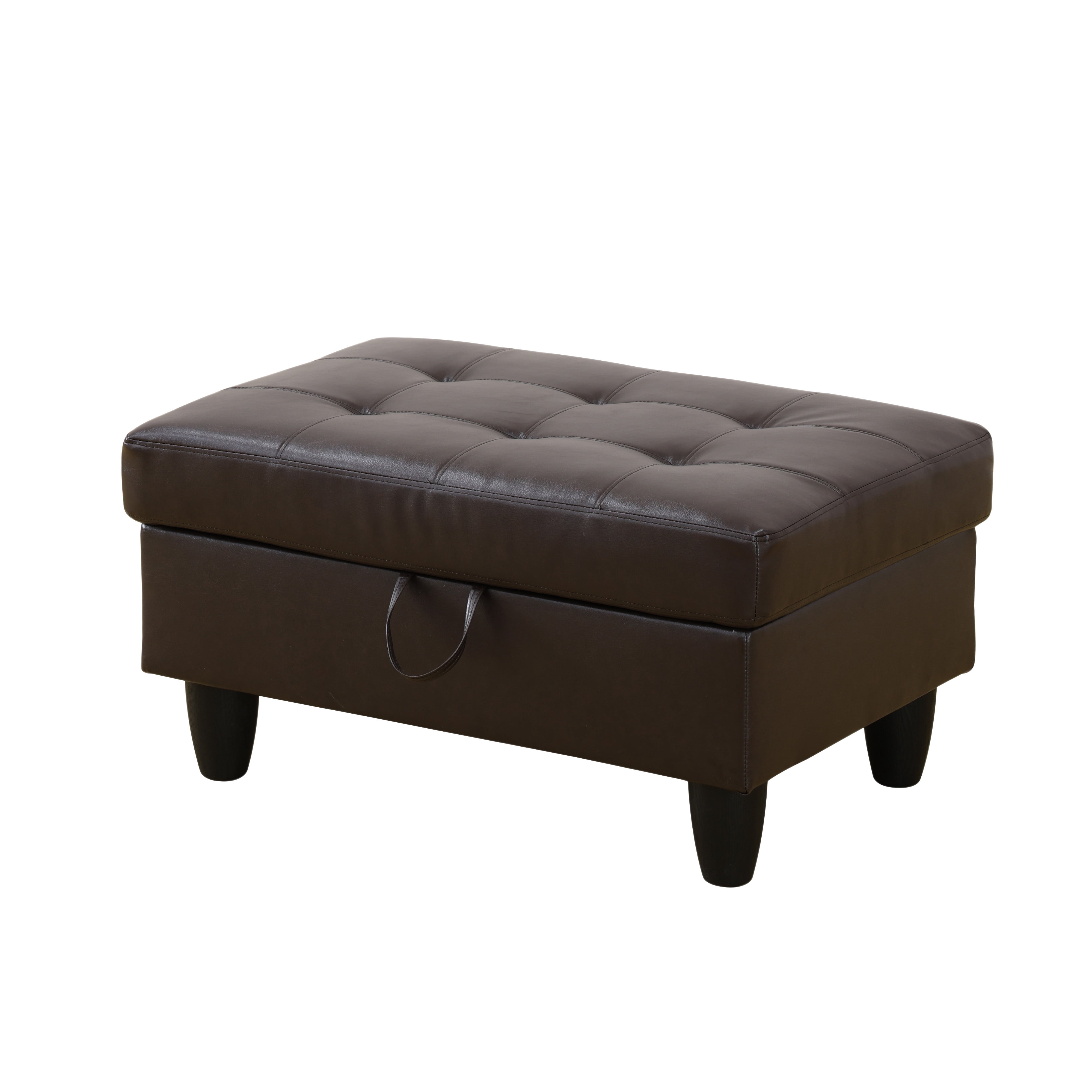 MAYEERTY Storage Ottoman, Breathable Leather Upholstered Footrest with Solid Wood Frame for Living Room Bedroom Entryway