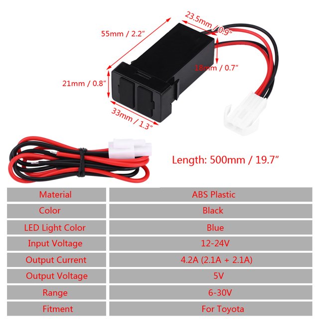 Puerto USB del coche, 12V-24V 2.1A USB dual Zócalo USB dual Cargador de coche USB dual Diseño de última generación