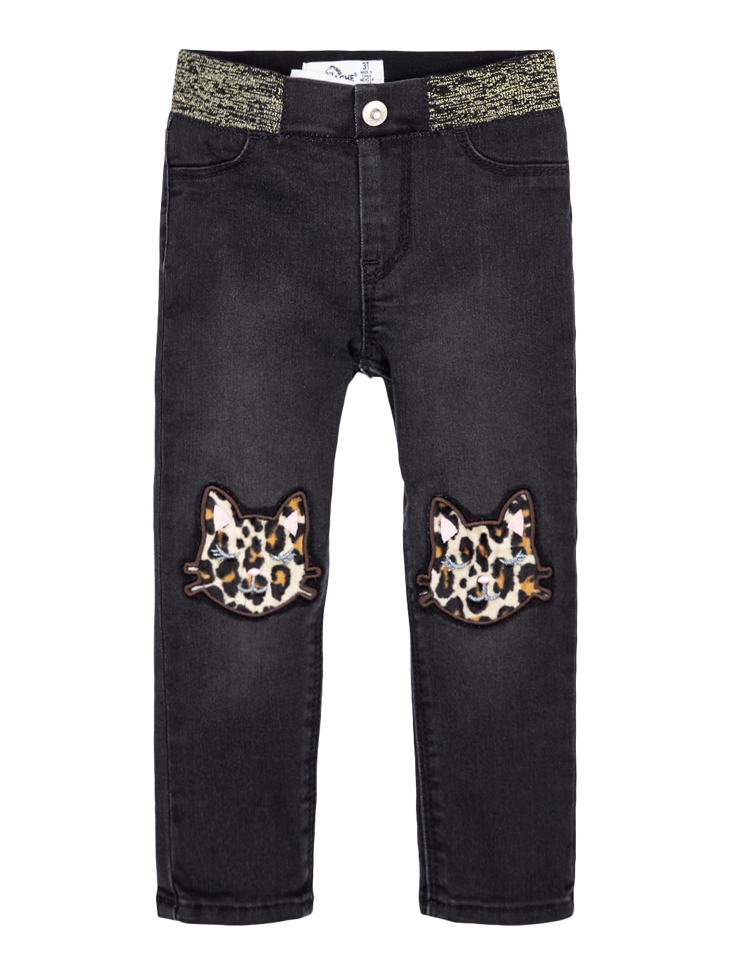 denim jeans with leopard patches