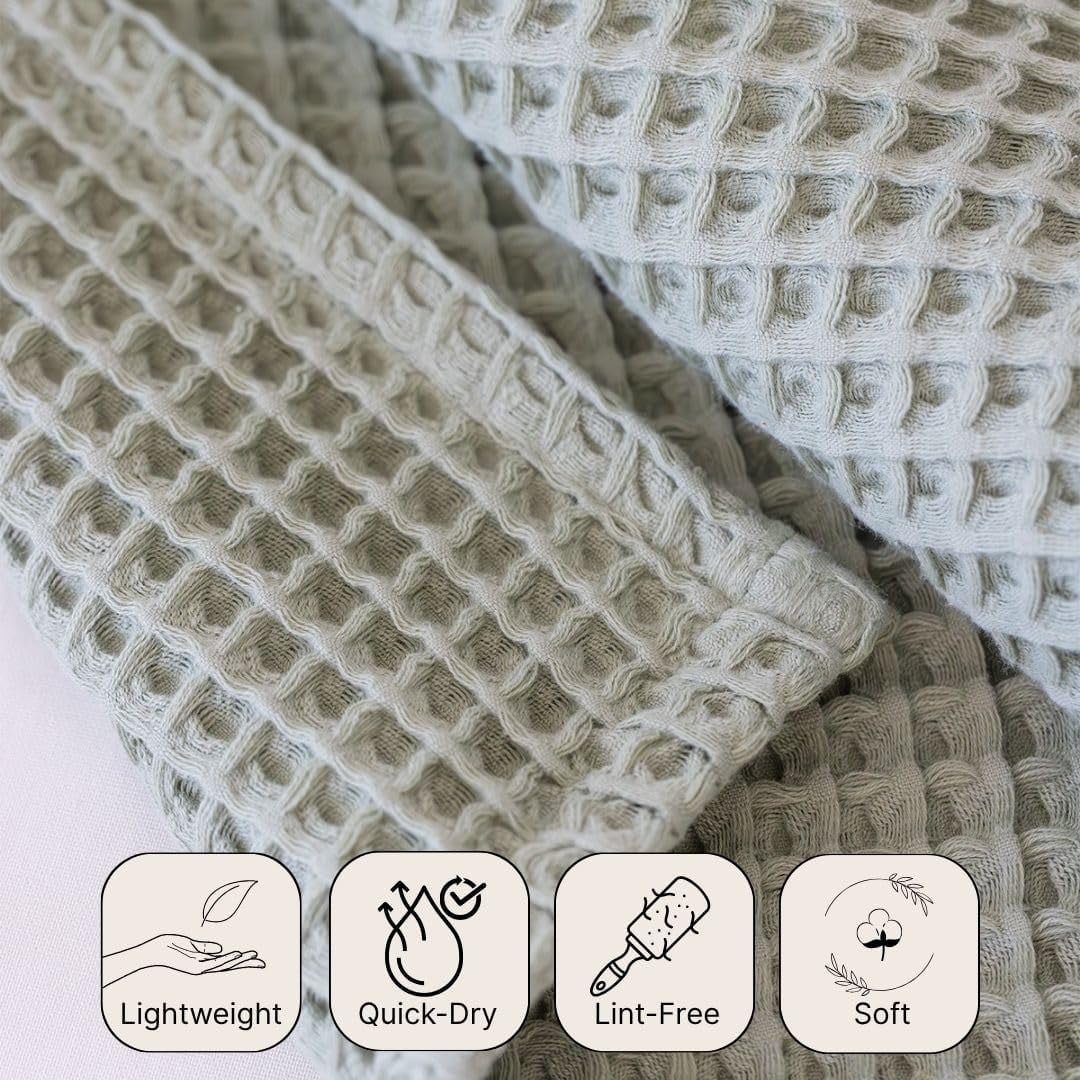 Premium Waffle Bath Sheet Towels Pack of 2 Extra Large 35x71 inch - 100% Turkish Cotton, Waffle Weave, Quick Dry, Lint Free, Light, Thin, Oversized Bath Towel (Brown, Set of 2 Bath Towels)