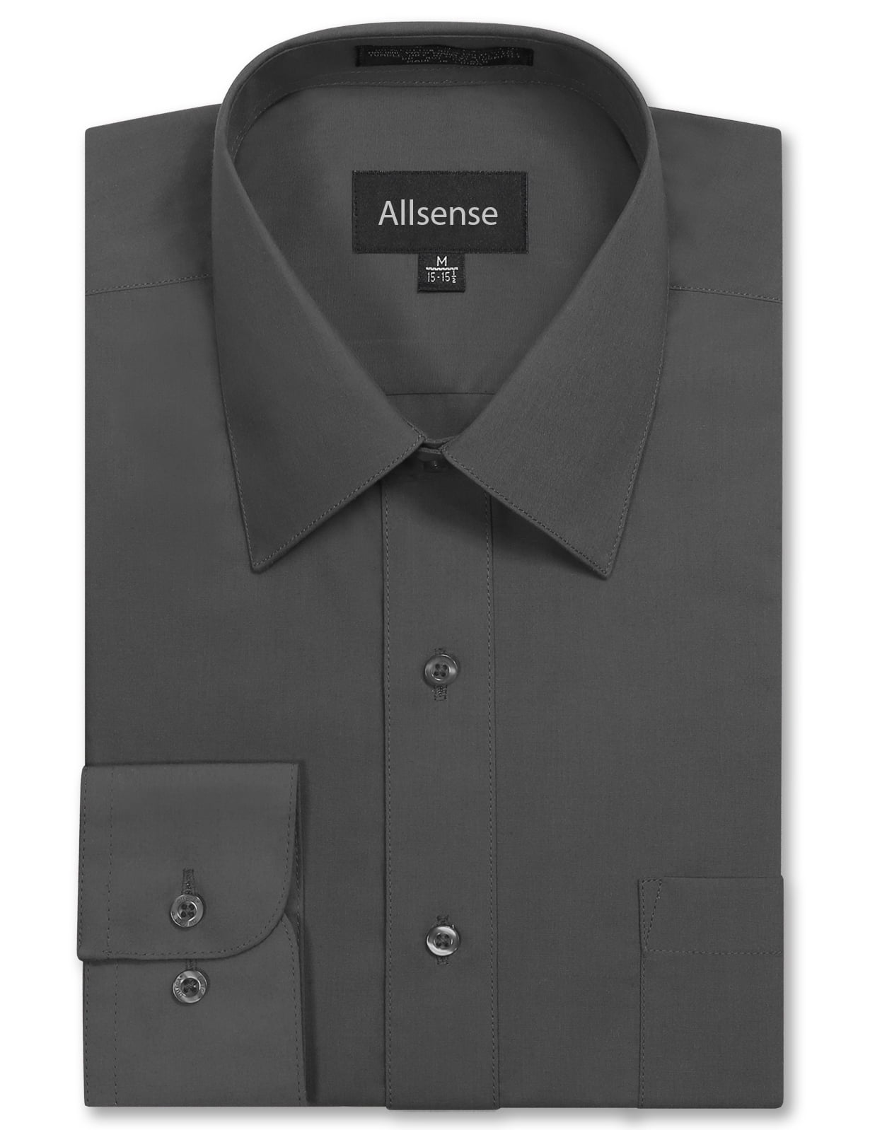 Allsense Men's Long Sleeve Regular Fit Dress Shirts Charcoal Medium 32/