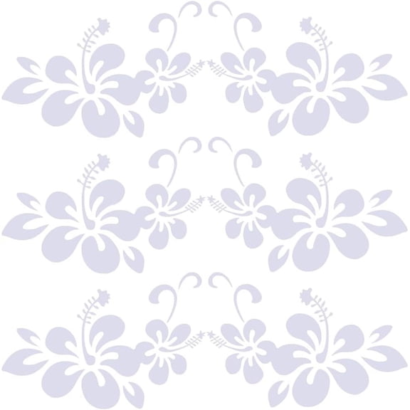 5pcs 5 Sheets Waterproof PET Automotive Exterior Decor Stickers Hibiscus Flower Hawaiian Sticker White Reflective Bumper Women Car Decals for SUV Truck Motorcycle Doors Walls Laptop