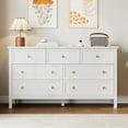 thumbnail image 1 of YouTrend Commode 7 Tiroirs Blanche, Commode Adulte Rétro en Bois avec Poignées en Métal pour Chambre, Salon, Couloir, 1 of 9