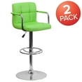 thumbnail image 4 of BizChair 2 Pk. Contemporary Green Quilted Vinyl Adjustable Height Barstool with Arms and Chrome Base, 4 of 15
