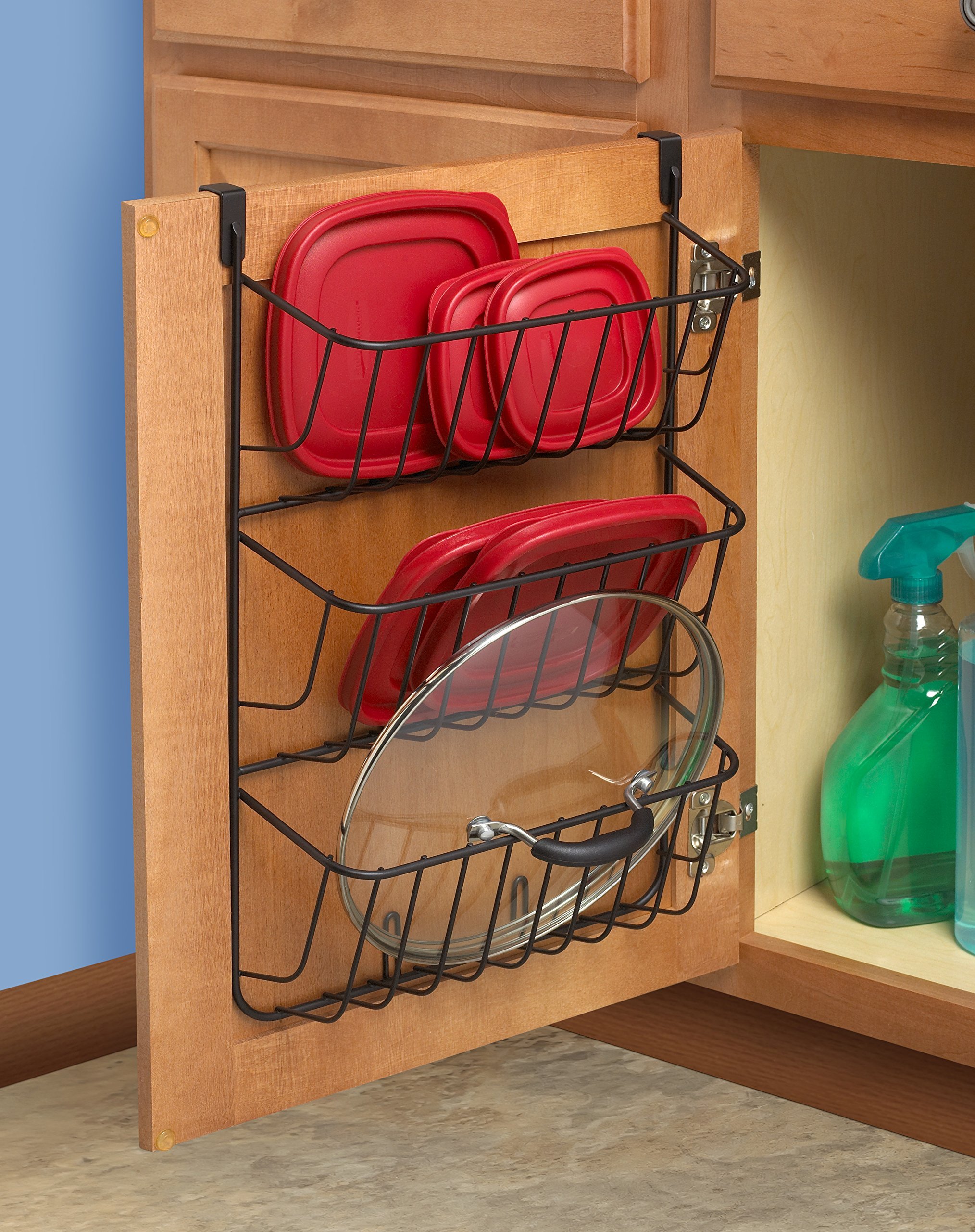 2-Pack Pot Lid Organizer Rack - 6 Tier Holder for Cabinet Door or