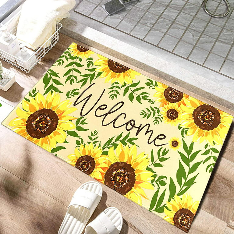 Treela Yellow Hello Sunshine Doormat Summer Decorative Door Mat