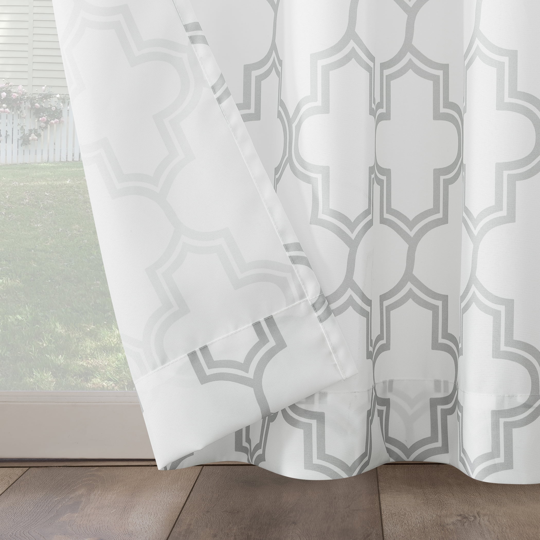 Sun Zero 96" x 54" Gray Trellis Outdoor Curtain With Grommets