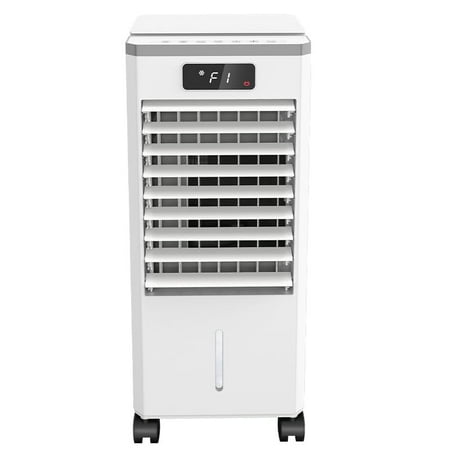 Evaporative Cooler, 7L (1.84 Gal) Portable Air Conditioner Fan with Touch Screen & Remote, 3 Speeds & 3 Modes, LED Display, Ice Packs & Casters for Bedroom Office Home, White