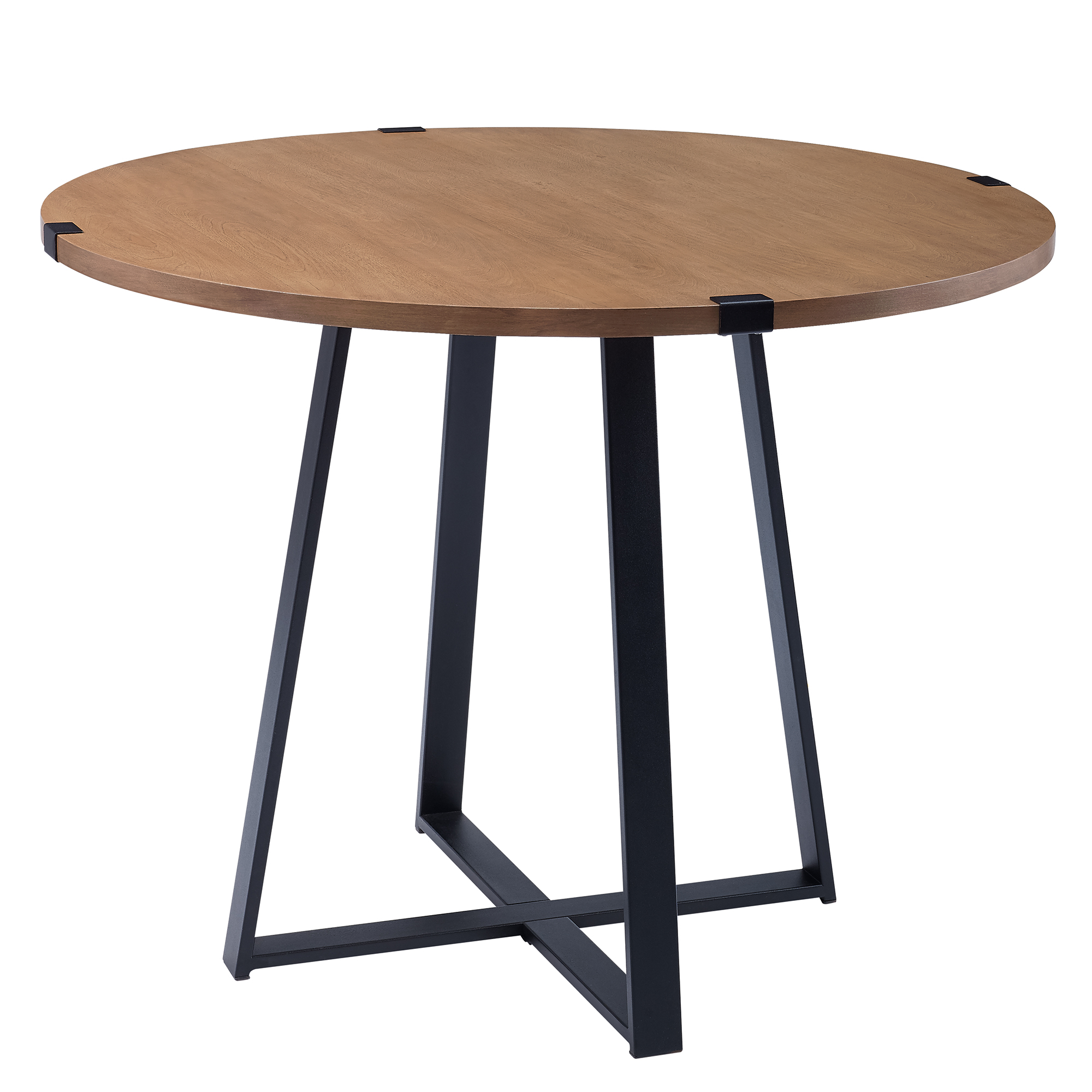 Manor Park Rustic Round Dining Table, English Oak/Black