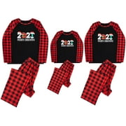 Sinhoon Family Clothes Christmas Matching pajamas Outfits Set 2021 Classic Plaid Christmas Shirts+Plaid Pants Set(Red 2021,M Men)
