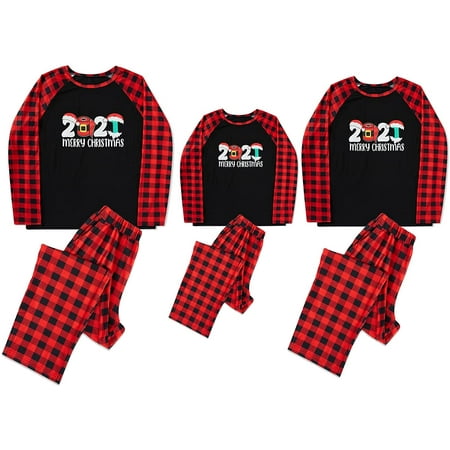 Sinhoon Family Clothes Christmas Matching pajamas Outfits Set 2021 Classic Plaid Christmas Shirts+Plaid Pants Set(Red 2021,M Men)