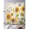 thumbnail image 3 of Farm Sunflowers Sheer Curtains 96 Inch Length 2 Panels Set Window Treatments, Retro Flowers Butterfly Botanical Beige Rod Pocket Semi Curtains for Living Room/Bedroom/Kitchen Décor, 104"W x 96"L, 3 of 7