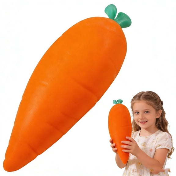 Large Carrot Squeeze Toy for Adults, Soft Slow Rise Stress Ball for Anxiety Relief, Realistic Sensory Toy for Office or Travel