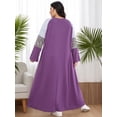 thumbnail image 6 of AURA Women Plus Size Modest Long Sleeve Maxi Dress Purple Patchwork Casual Abaya Style, 6 of 10