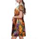 thumbnail image 2 of Balery Countryside Colorful Floral Cow Vestidos sueltos de manga corta para mujer, vestidos de verano 2025, vestidos casuales de corte A con vuelo., 2 of 6
