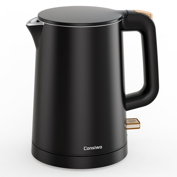 Small Electric Kettle, 0.8L Water Boiler & Heater, 1000W Hot Tea Pot, Double Wall Stainless Steel Cool Touch, Mini Coffee Kettle with Auto Shut Off & Boil Dry Protection, BPA-Free, Black