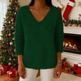 thumbnail image 2 of Byworldtasic Women's Fuzzy Fleece Long Sleeve V Neck Crop Sweater Casual Plain Slim Fit Warm Knitwear Sweater Tops, 2 of 9