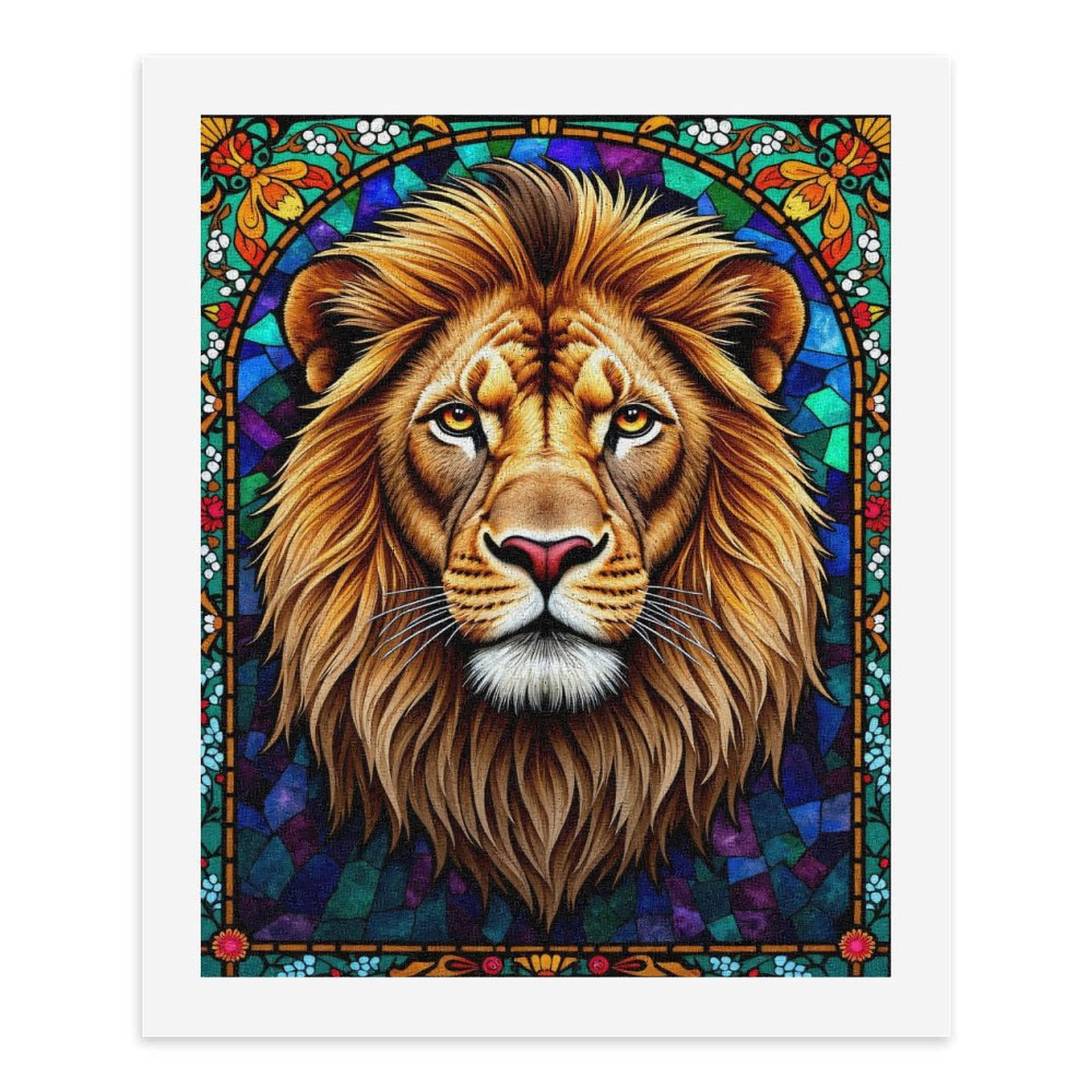 Paint By Numbers Kit for Adults Beginner - DIY Lion Majesty Stained Glass Art Canvas Painting Kits for Adults, Frameless Paint By Number for Adults for Home Wall Decor 16x20 Inch