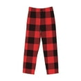 thumbnail image 2 of Vsdgher Buffalo Plaid Red Black Print Mens Pajama Pants Sleep & Lounge Pants, PJ Bottoms With elastic waistb and Pockets, 2 of 5