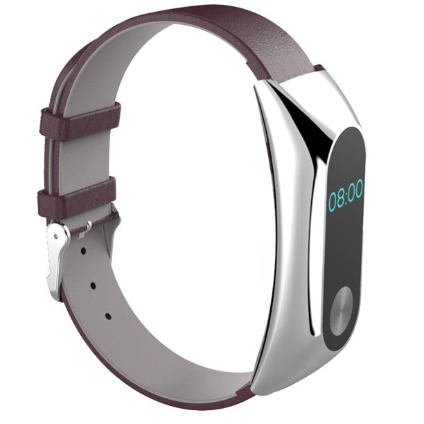 Bearachild Correa de de cuero ajustable para 2 Reloj inteligente Reemplazo de correa de muñeca para 2 Miband2 Relojes inteligentes café