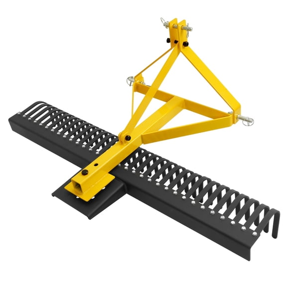 3 Point 60'' Landscape Rock Rake for Cat 1 Tractor Attachment Soil Gravel Lawn