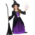 thumbnail image 2 of Morph Deluxe Girls Purple Witch Costume Hat Kids Halloween Fancy Dress Halloween Purple/Black S, 2 of 9