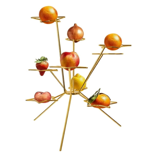 Centro de mesa metálico para fruta en cuenco | Bandeja geométrica de frutas flotante moderna | Cesta decorativa soldada a mano | Flujo de aire de 360° | Escultura única de mesa | 1 Pack