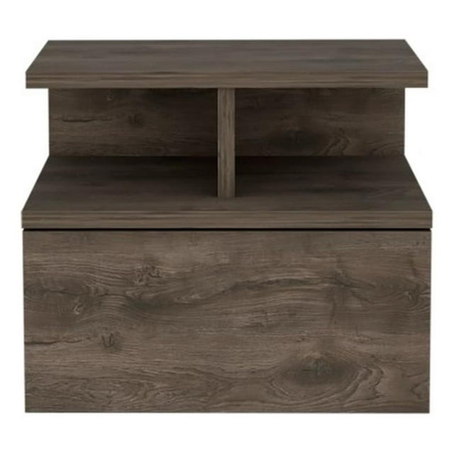 Pemberly Row Table de Chevet Flottante en Bois d'Ingénierie Noyer Foncé
