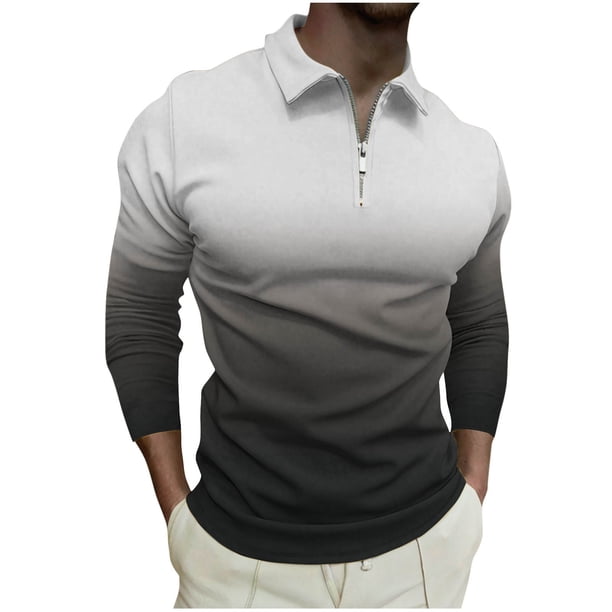 Hombres Sudaderas de Suéter Solapa Rayas Cremallera de Manga Corta Superior, Deportes Casual para el Uso Al Aire Libre