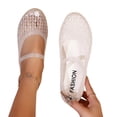thumbnail image 4 of Jelly Mesh Ballet Flats for Women Fishnet PVC Clear Hollow Jellies Sandals Comfortable Beach Ballerina Flats Shoes White 8.5, 4 of 7