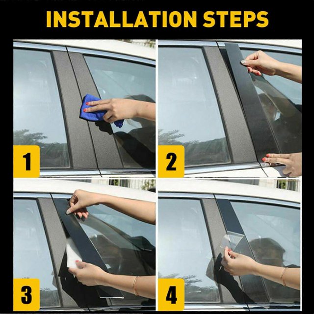 10Pcs Window B Pillar Post Trim Gloss Black Lightweight Rugged High Strength Window Pillar Posts Sticker For Sonata