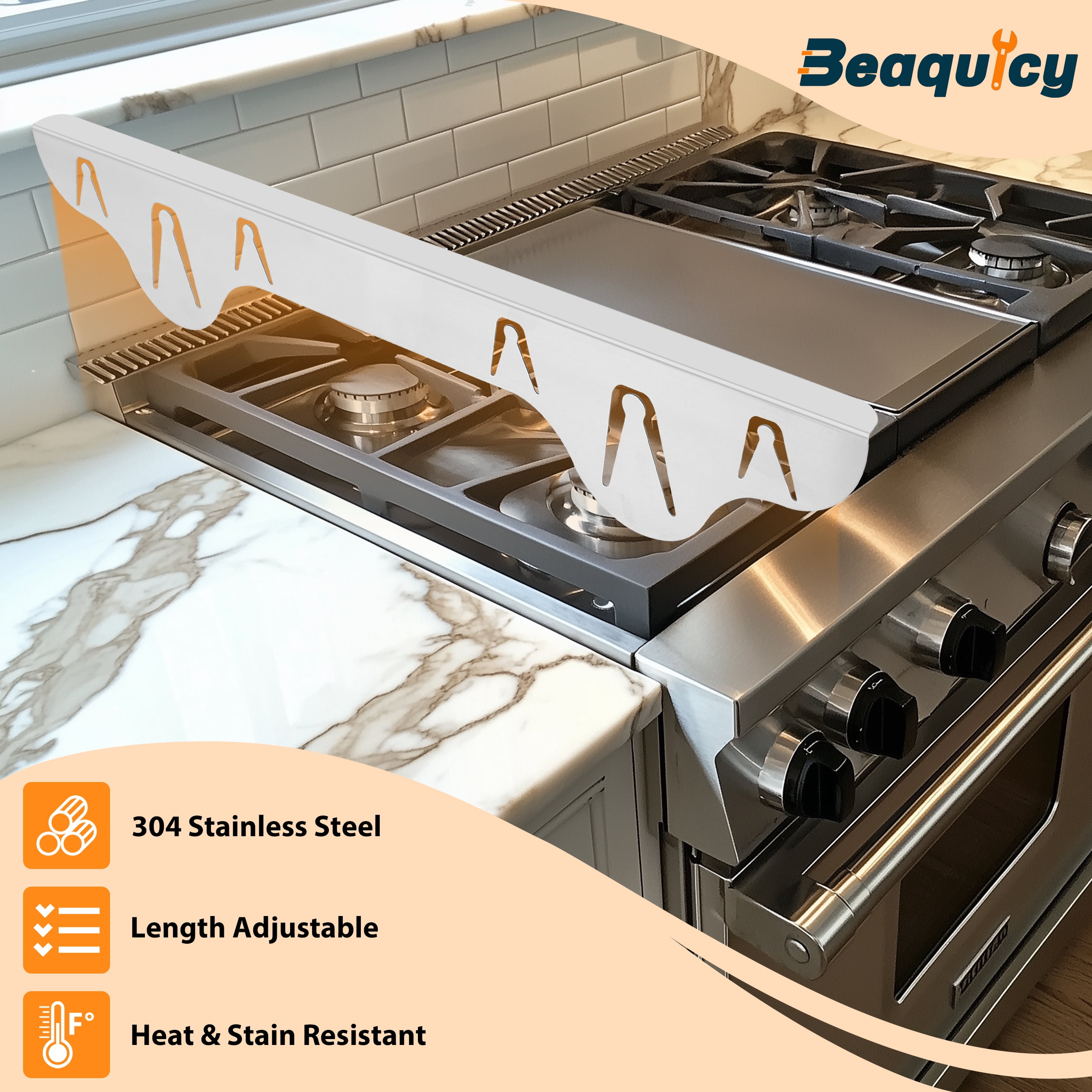 Beaquicy Stainless Steel Stove Gap Cover  for Kitchen Heat Resistant Stove Counter Guard Cover,2 Pack