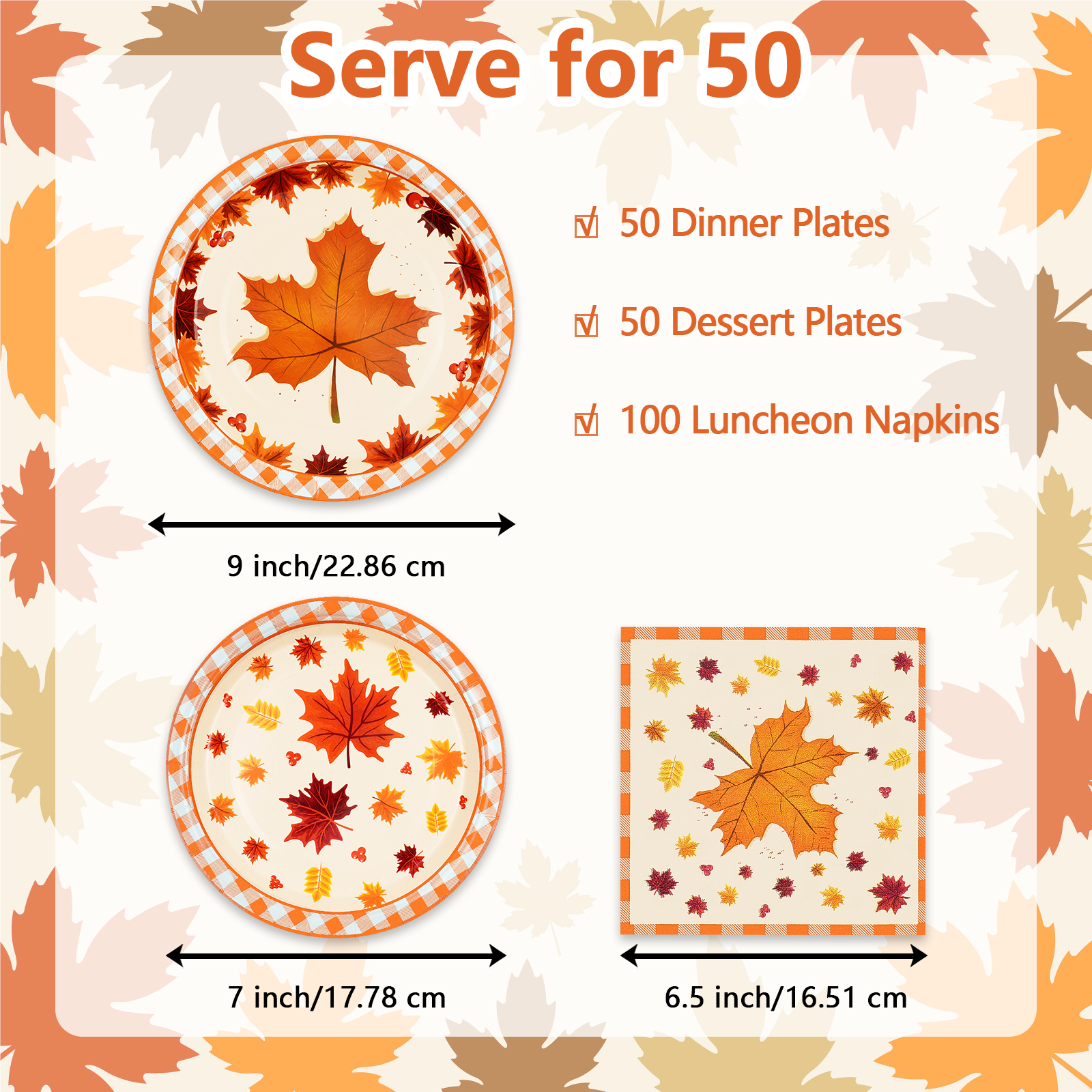 Waipfaru Fall Paper Plates & Napkins Set - 200 Pieces photo 6