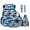 3D Camo Shark, variant on Forest Bear Print 6 Pack Kids Backpack Set with Lunch Bag, Pencil Case, Water Bottle Pocket, Keychain and Bookmark, 17 Inch Lightweight Student Bookbag for Boys Elementary School