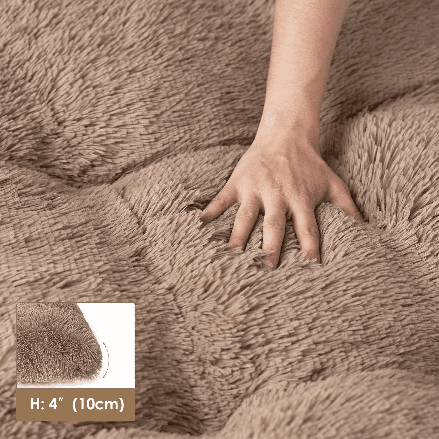 XXL Dog Crate Pad, Plush Faux Fur Bed for Extra Large Dogs, Calming Anti Anxiety XXL Dog Bed, Washable Soft Warm Mat with Non-Slip Bottom, Camel