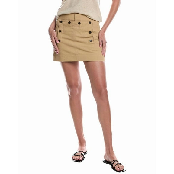 A.L.C. womens  Elli Linen-Blend Mini Skirt, 8, Beige