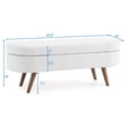 thumbnail image 2 of Comfort Stretch 44" Linen Oval Storage Ottoman Bench with Rubber Wood Legs, White, 2 of 10