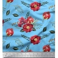 thumbnail image 1 of Soimoi Blue Cotton Voile Fabric Leaves,Pomegranate & Floral Decor Fabric Printed BTY 42 Inch Wide, 1 of 1